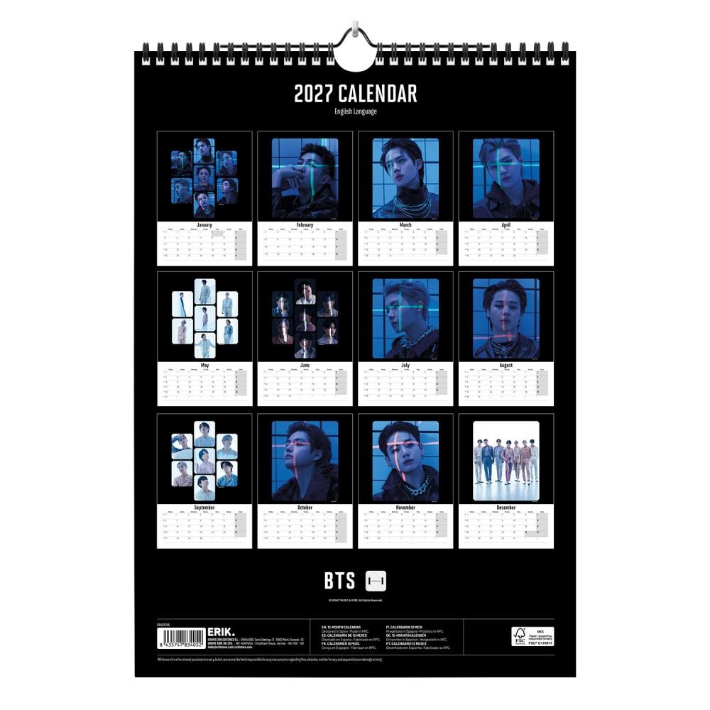 Grupo Erik BTS - 2027 A3 Calendar - Multicolours